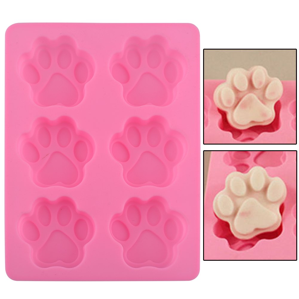 Set Of Two Dog Paw Print Silicone Mold For Homemade Dog Treats Paw For Baking Chocolate Candy, Oven Microwave Freezer Safe (Pink