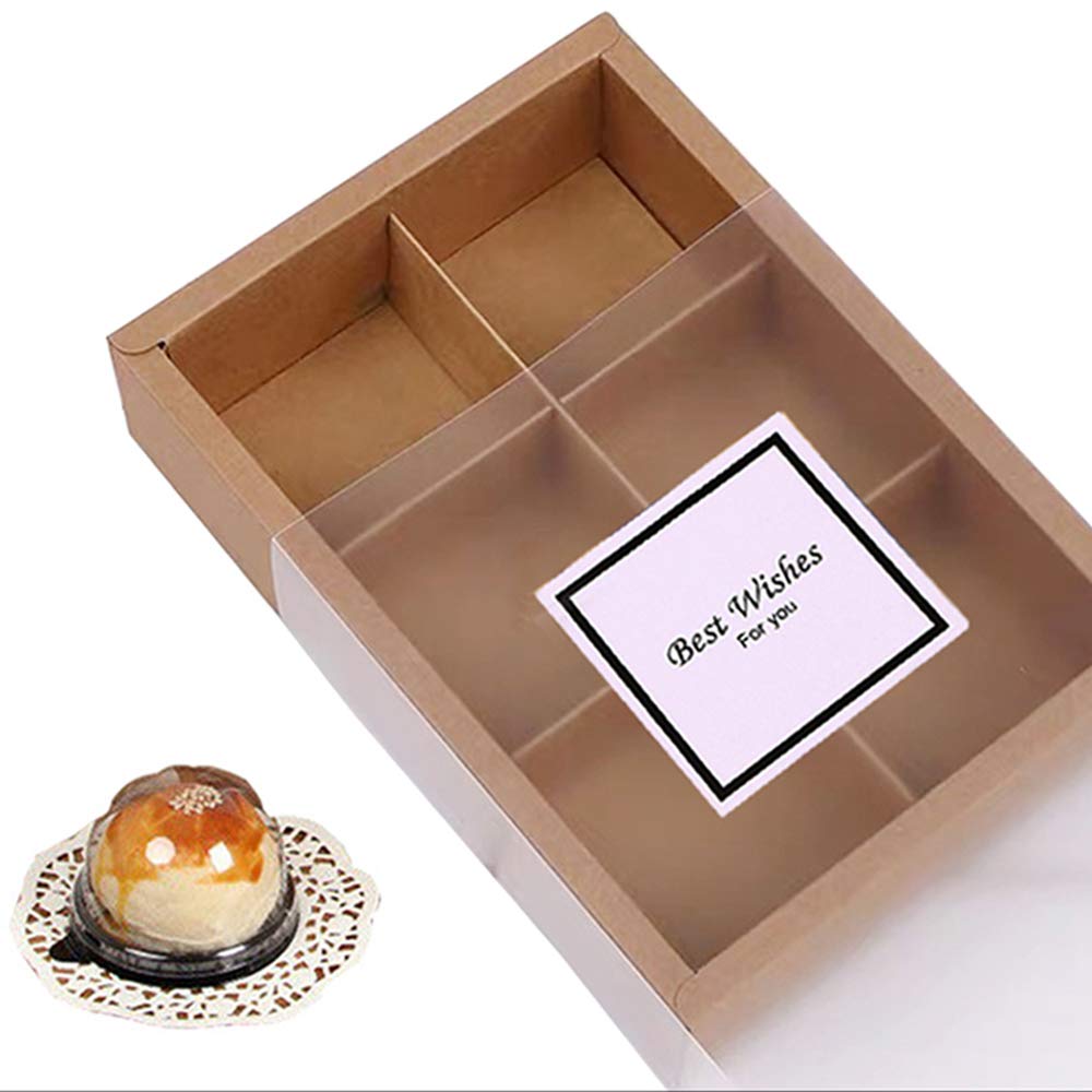 Neenicoliy 12 Packs Cupcake Boxes,Brown Kraft Treats Gift Boxes With Inserts And Display Windows,Cupcake Containers For Baking P