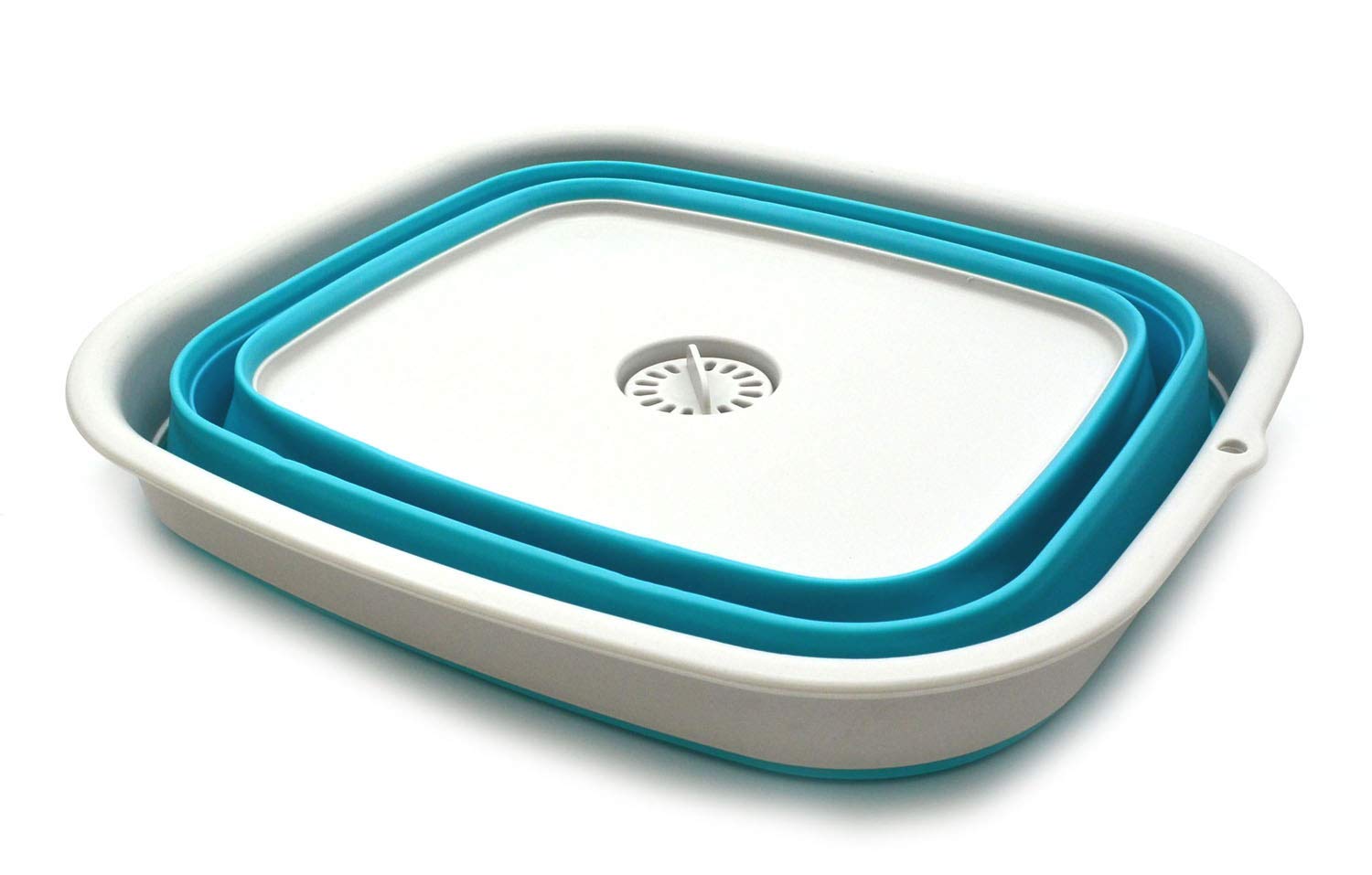 Sammart 15L (3.9 Gallon) Collapsible Plastic Dishpan With Draining Plug - Foldable Washing Basin - Dish Washing Tub - Washing Up