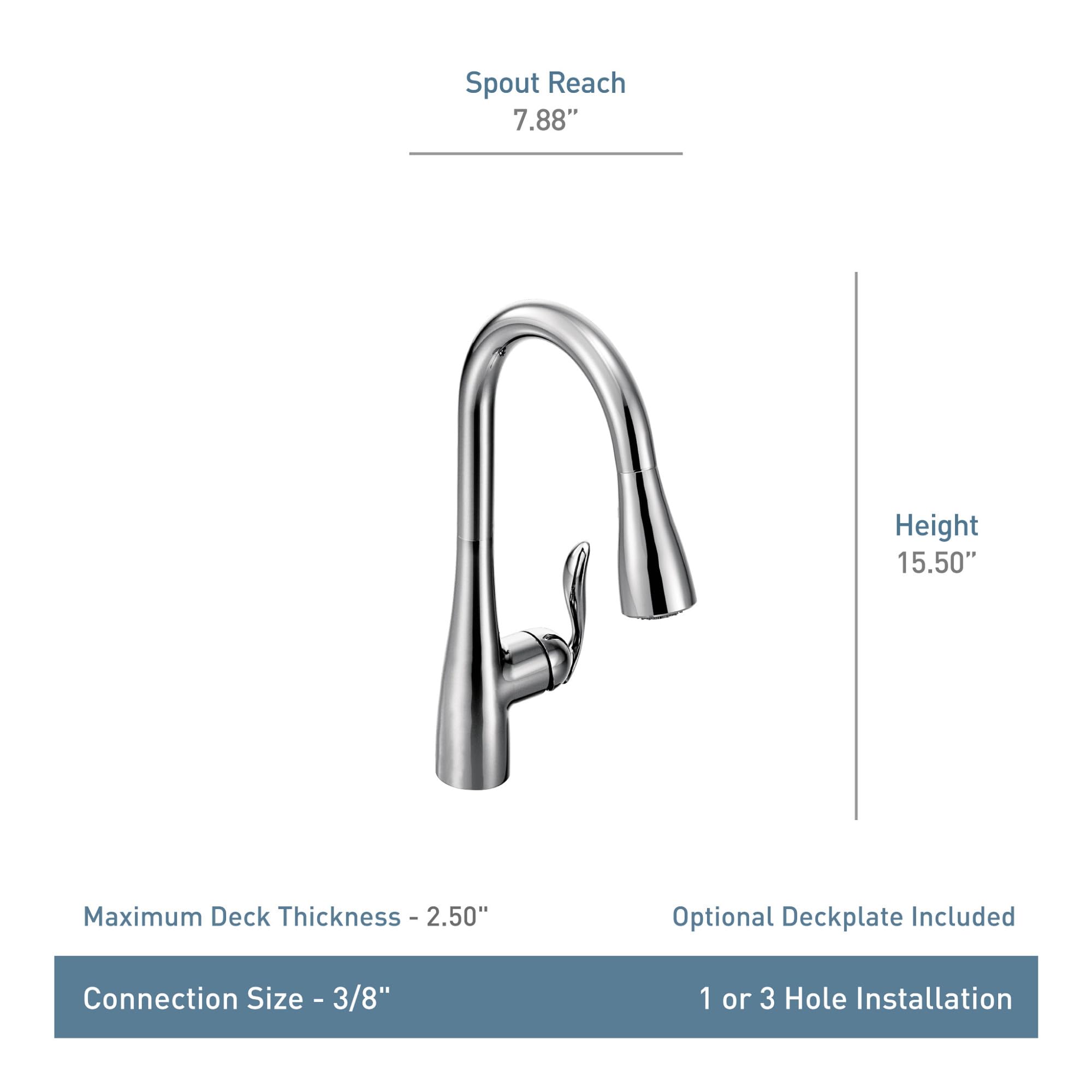 Moen Arbor Matte Black One-Handle Pulldown Kitchen Sink Faucet Featuring Power Boost And Reflex Docking System, Black Kitchen Fa