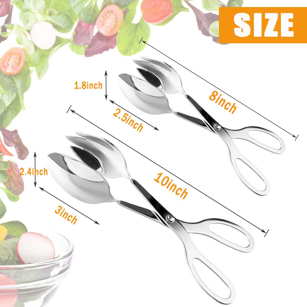 2 Pack Buffet Tongs,Stainless Steel Salad Tongs,Serving Tongs For Home Kitchen,Cake,Bread,Catering,Party,Barbecue,Seafood,Frying