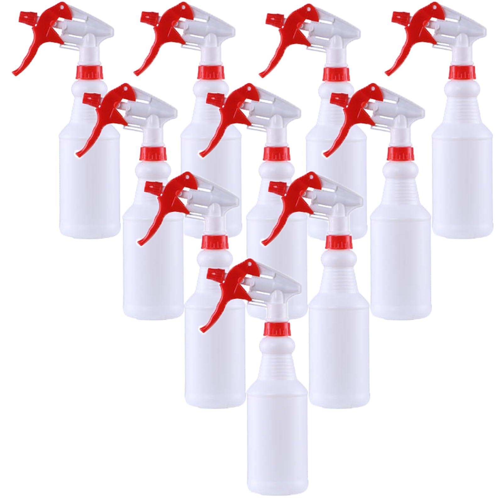 Looknniy 10 Packs 16Oz Empty Spray Bottles Plastic Heavy Duty Refillable Spray Bottles With Adjustable Nozzle And Measurements F