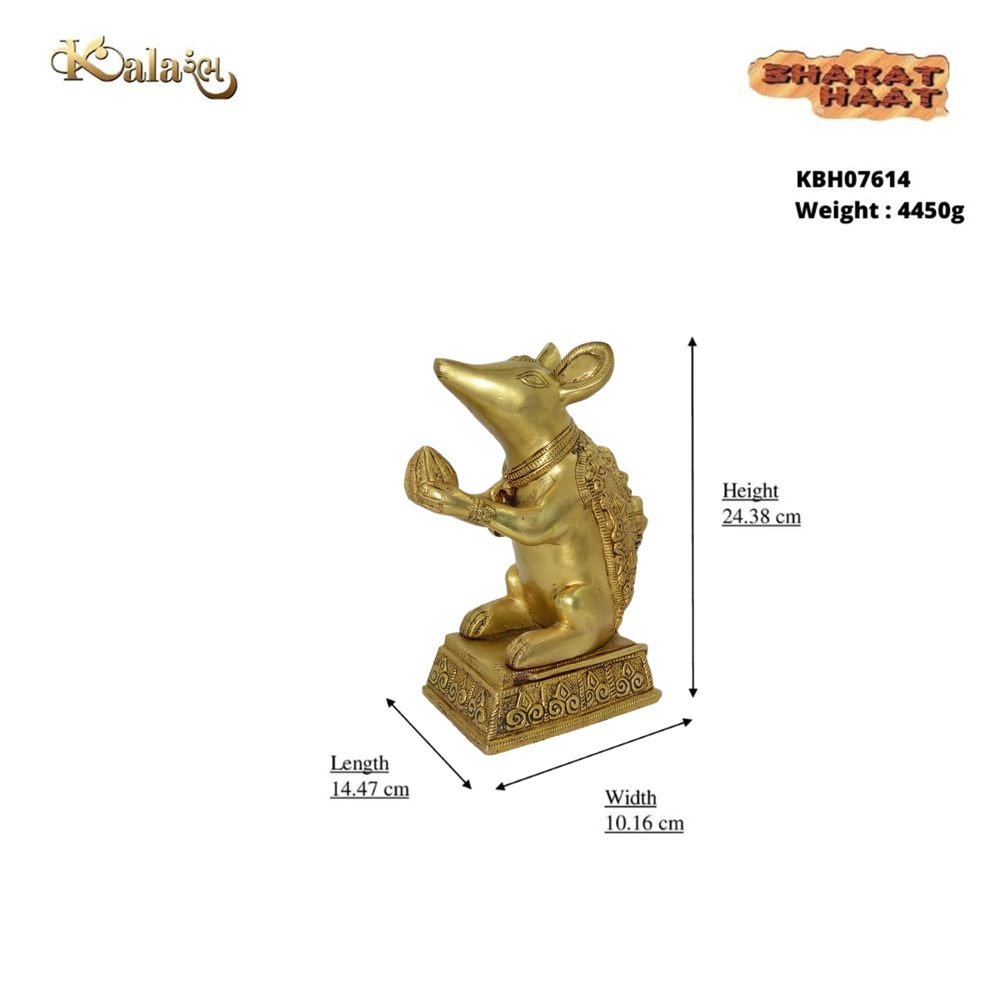 Kalarambh Brass Rat Ganesh / Ganesha / Ganpati Murti Idol Statue For Home Pooja Puja Mandir Decor Showpiece Gift Items Collectib