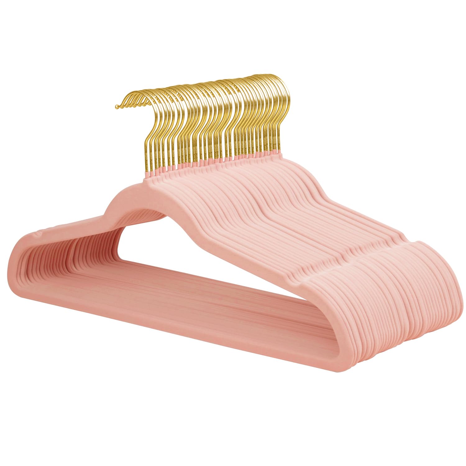 ManGotree Velvet Hangers  Coat&Suite Hangers  No-Slip Hangers  Ultra-Slim Space Saving Hangers  Sturdy&Durable Clothes Hangers  360 Swivel Golden-Plated Hook  36 Pack (Light Pink)