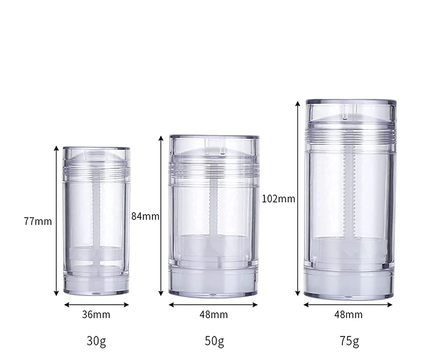 Healthcom 10 Pcs 30Ml Empty Deodorant Containers Twistup Filling Stick Clear Plastic Deodorant Container 1 Oz Refillable Deodora