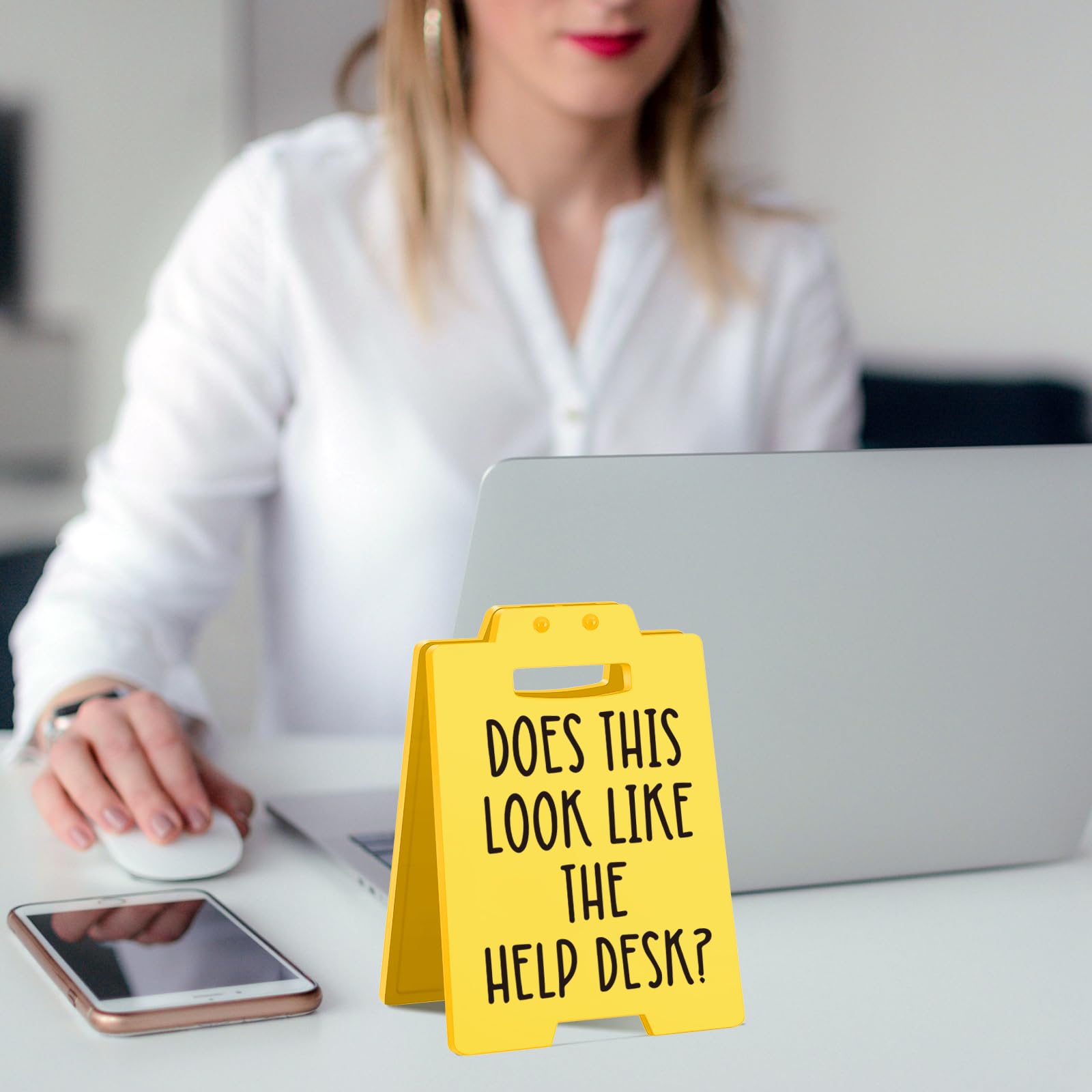 Funny Office Desk Sign - Sarcastic Cubicle Decor for Coworker, Boss, Employee - Gag Gift for Birthday, Christmas, or White Eleph