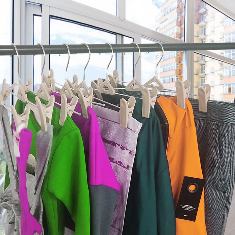 Skirt Hangers - Pants Hangers with Clips 50 Pack Clip Hangers Shorts Hangers with 360 Rotating Swivel Hook