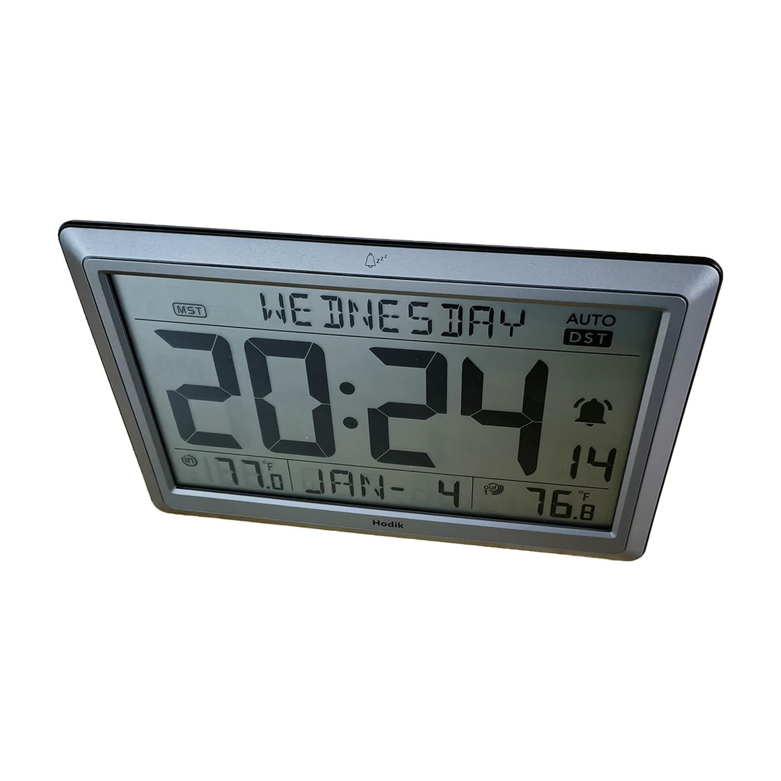 HODIK Atomic Clock with Indoor Outdoor Temperature Wireless, Large 11.4 Inch LCD Display for Easy Reading, Self-Setting Battery 