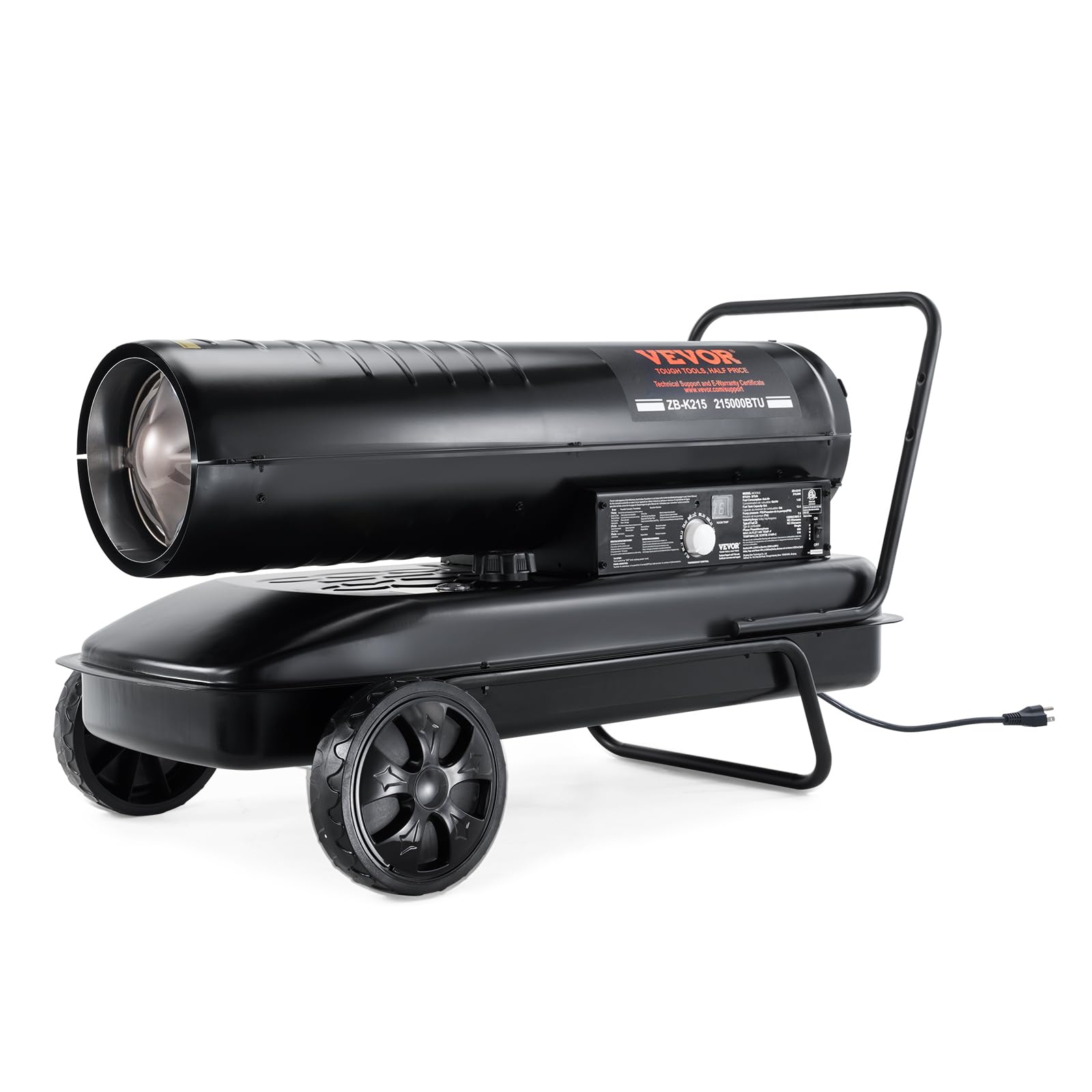 VEVOR Kerosene Forced Air Heater, 215000 BTU Portable Torpedo Diesel Space Heater with Thermostat, 13.2 Gallon Tank Energy-Effic