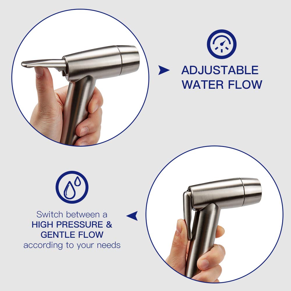 Houtingmaan Kitchen Sink Sprayer Dual Function Kitchen Side Sprayer with Adjustable Flow Controller Kitchen Sprayer Head Replacement Brushed Nickel Side Sprayer for Kitchen Sink with Hose and Holder