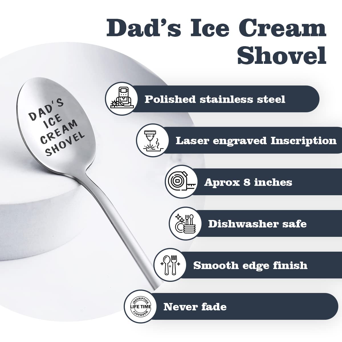 Gifts For Dad Men from Daughter Stocking Stuffers for men dad Ice Cream Spoon Scoop for Ice Cream Lovers, Christmas Gifts Funny