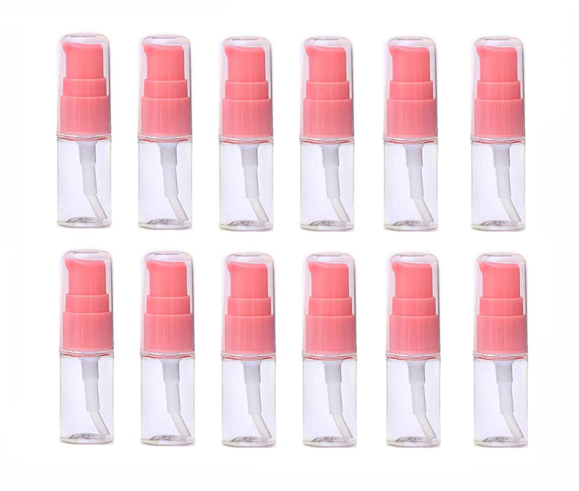 10Ml 0.3 Ounce Clear Plastic Lotion Pump Bottle With Pink Press Pump Head Empty Cosmetic Sample Container For Emulsion Face Crea