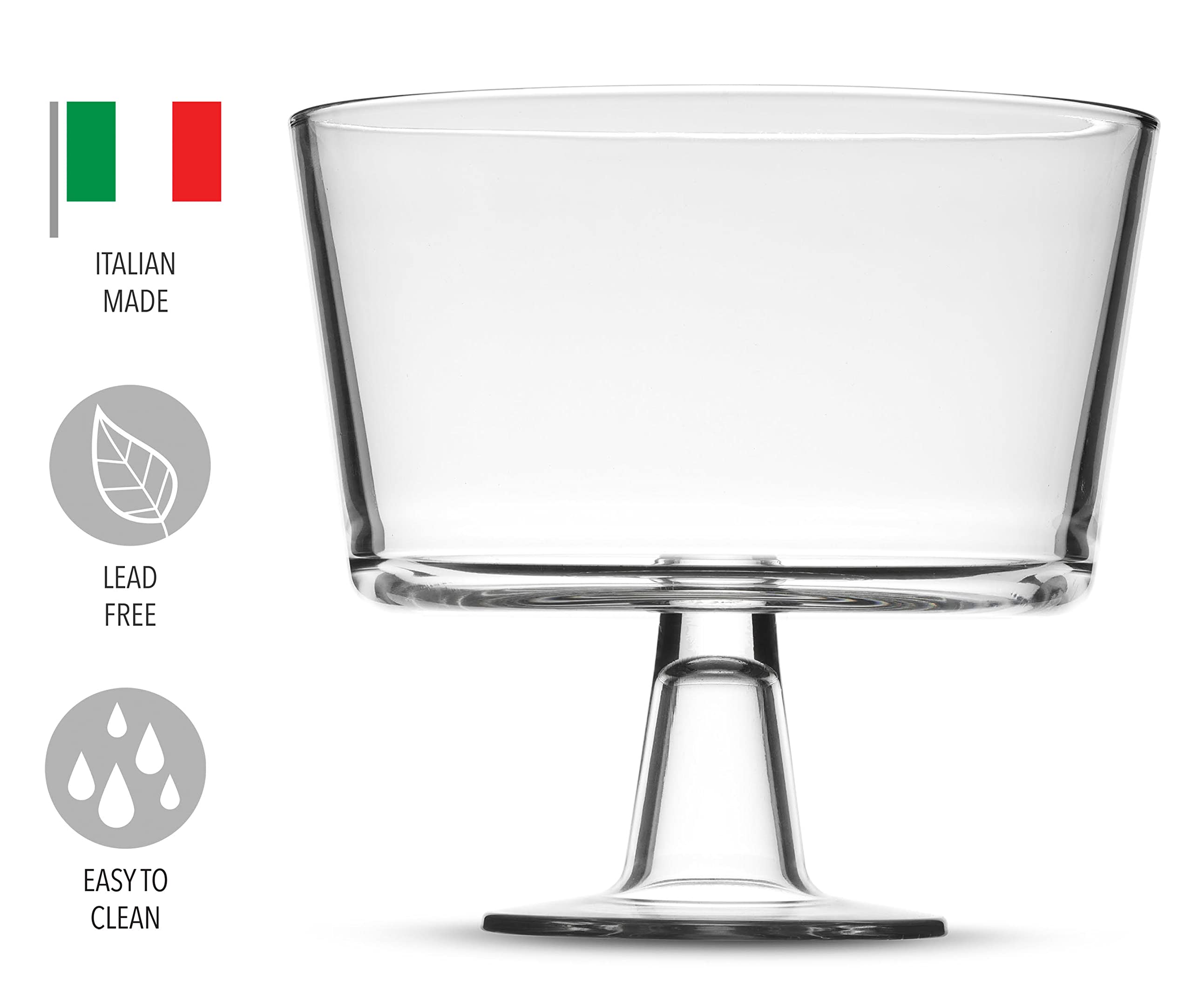 Godinger Trifle Bowl, Fruit Bowl, Italian Made Crystal Glass Footed Trifle Bowls, Dessert Display Cake Stand - Made In Italy