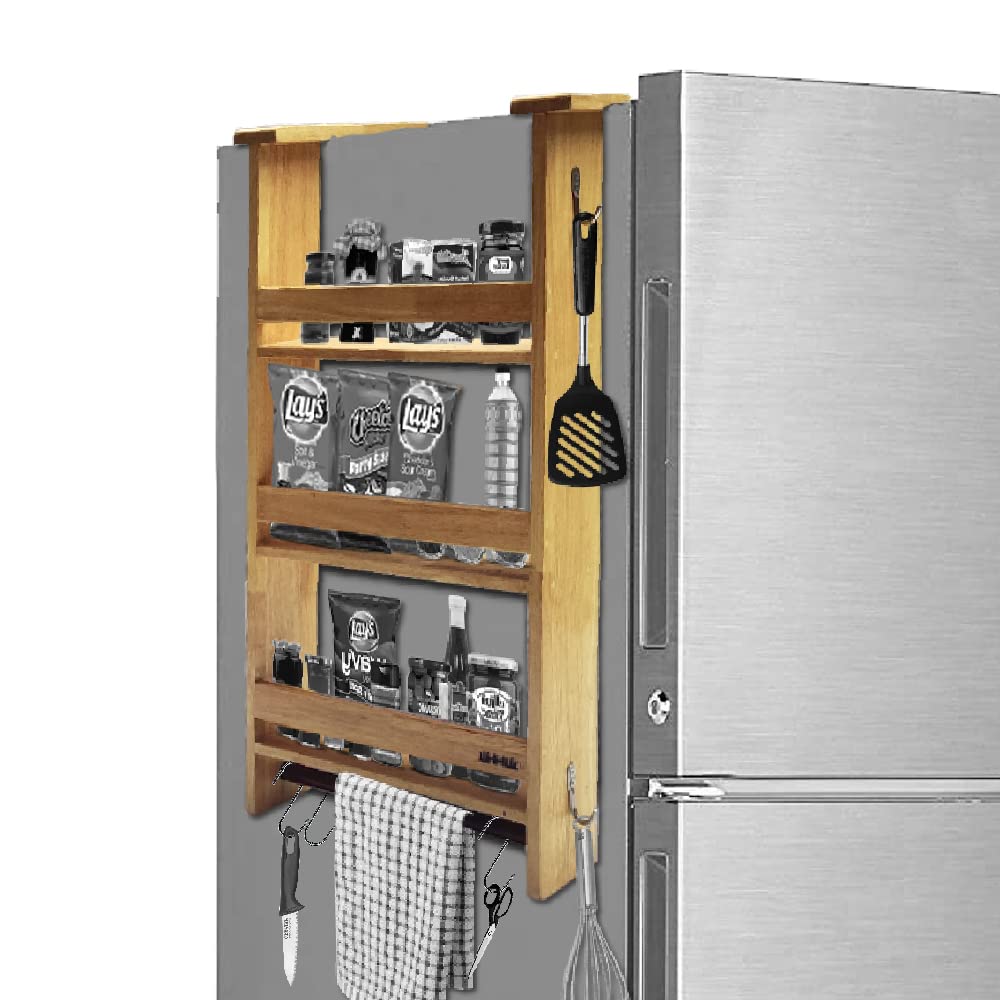 SolvdInBox Fridge Side Shelf Rack Fridge Storage Rack Organizer 3 Layers Multipurpose Kitchen Magnetic Hanging Shelves Refrige