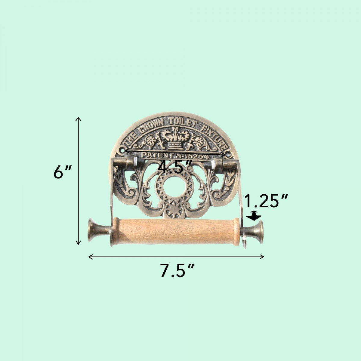 Bright Brass Wall Mount Toilet Paper Holder 7.25'' Wide Vintage Crown Style Solid Brass Easy Install Toilet Tissue Paper Holders