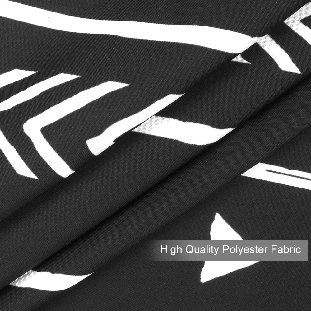 UPHOME Boho Black and White Fabric Tassel Triangle Stripes Geometric Shower Curtain Set with Hooks Chic Tribal Bathroom Decor Accessories (72X72 inch  Black)