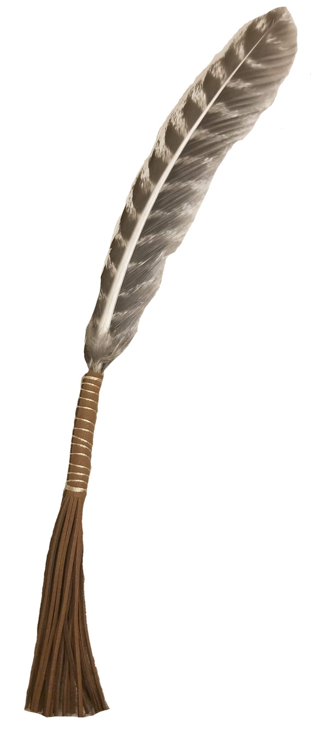 10 Leather Wrapped Smudging Feather with Leather Tassel