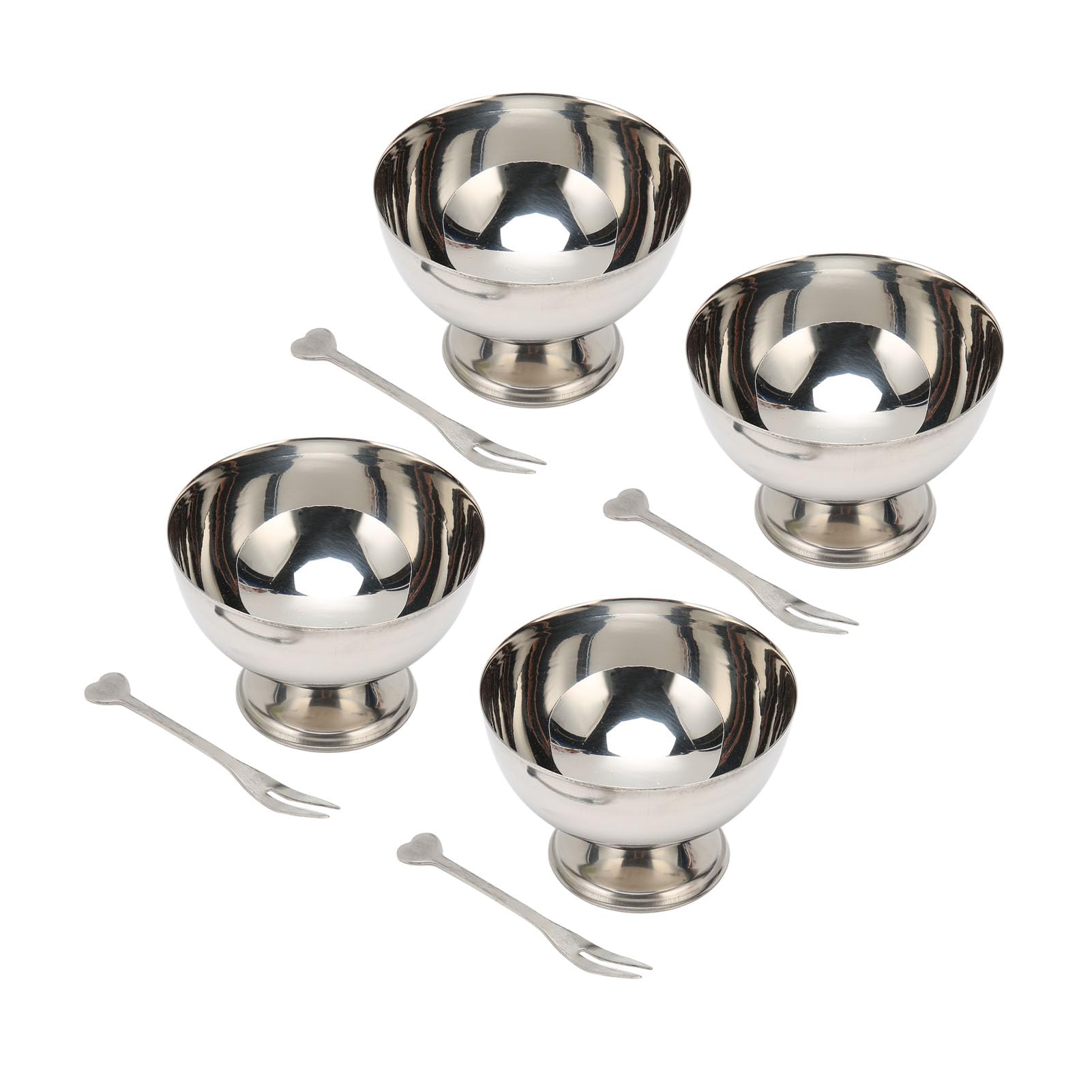 Pssopp 4Pcs Stainless Steel Ice Cream Cups Set Footed Dessert Cup Ice Cream Serving Dishes Footed Fruit Salad Pudding Dessert Cu