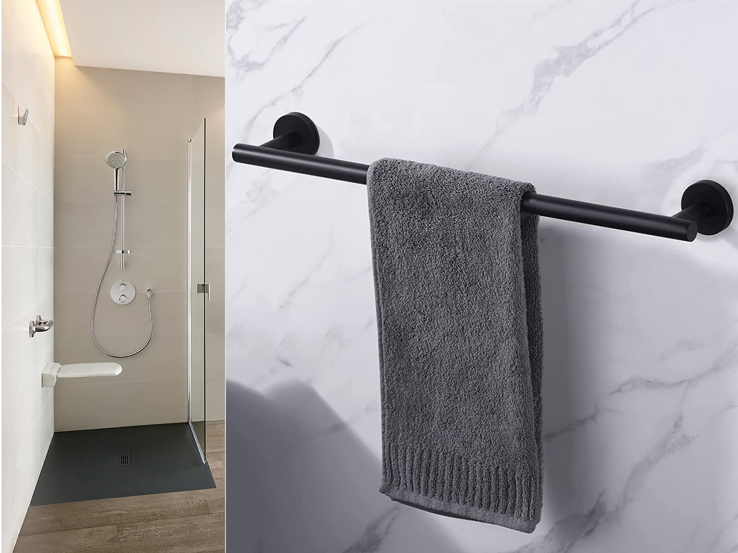 Towel Bar 2 Pack For Bathroom Kitchen Hand Towel Holder Matted Black Sus304 Stainless Steel Rustproof Wall Mount 24 Inch Towel R