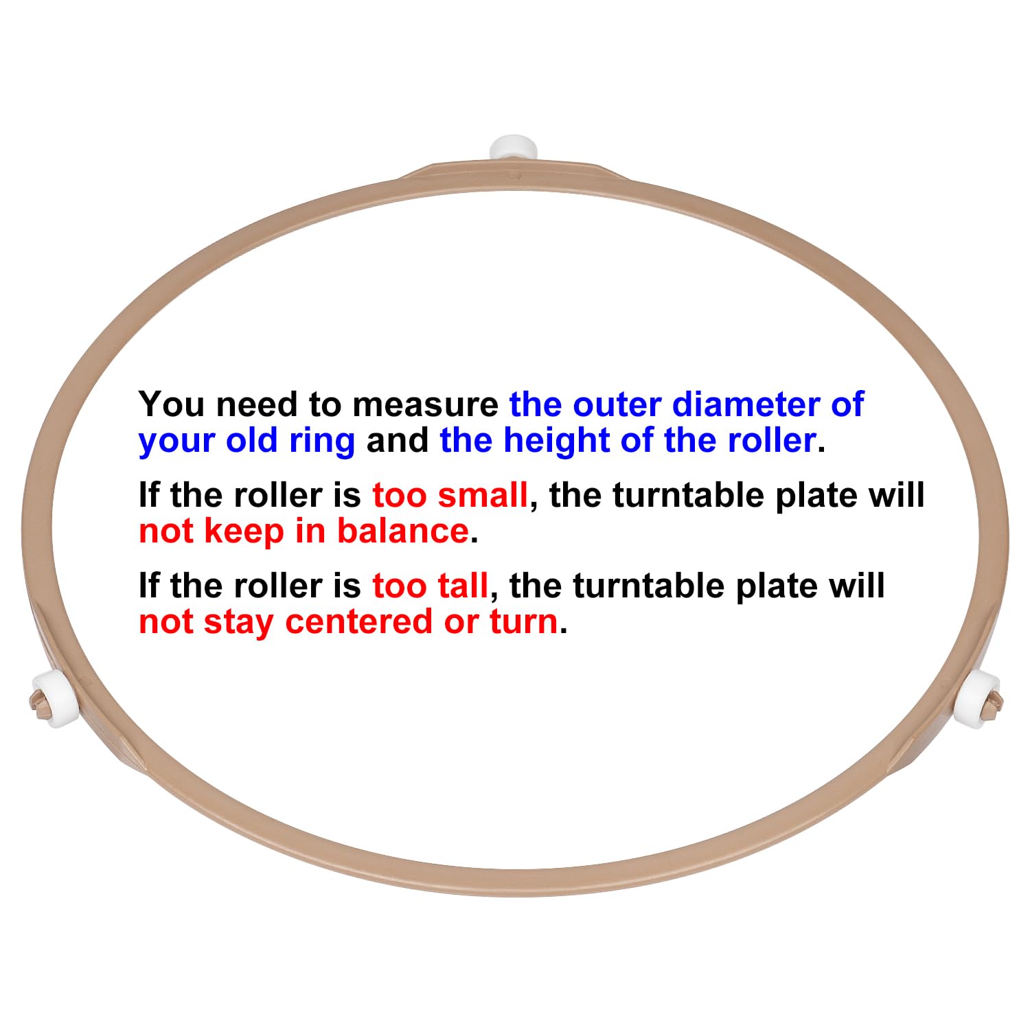 Jolaxy 8.8'' Microwave Turntable Ring with 12 mm Rollers  Microwave Oven Tray Support  Glass Plate Rotating Roller Ring  Ring Outer Diameter 8.8 inches (22.2 cm)  Roller Height 12 mm