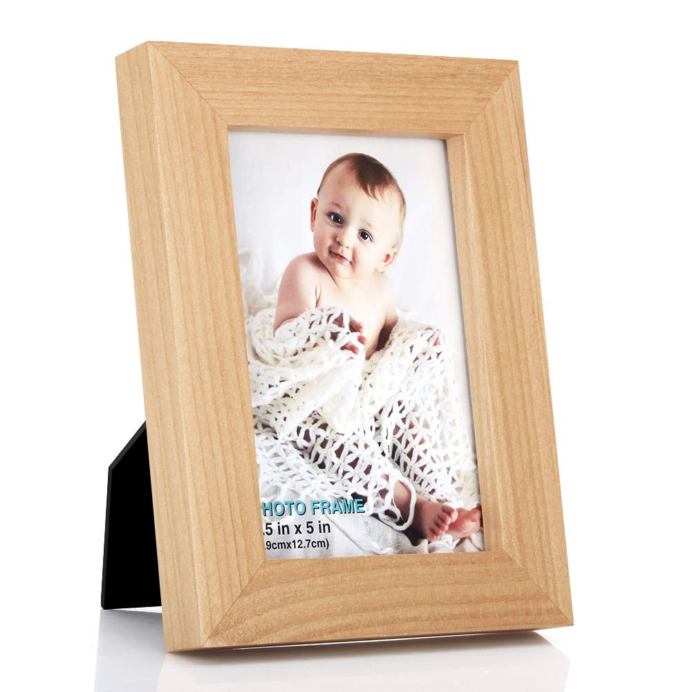 RPJC 3.5x5 inch Picture Frame Made of Solid Wood High Definition Glass for Table Top Display and Wall Mounting Photo Frame Natur