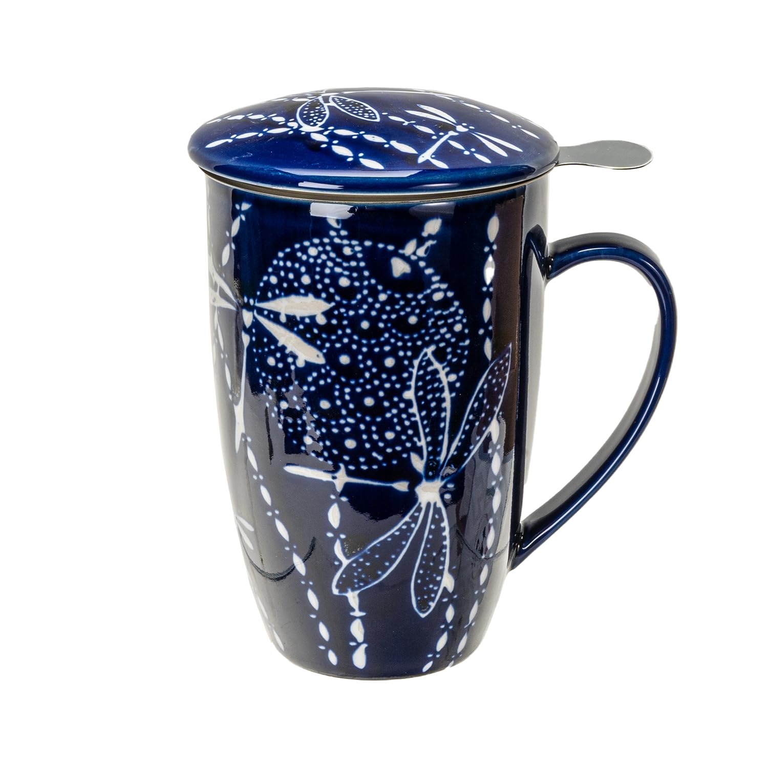 Urban Tokyo Tea Mug With Lid and Stainless Steel Infuser For Loose Leaf Tea Bag Tea Cup 15oz Porcelain Hot Beverage Everyday Use