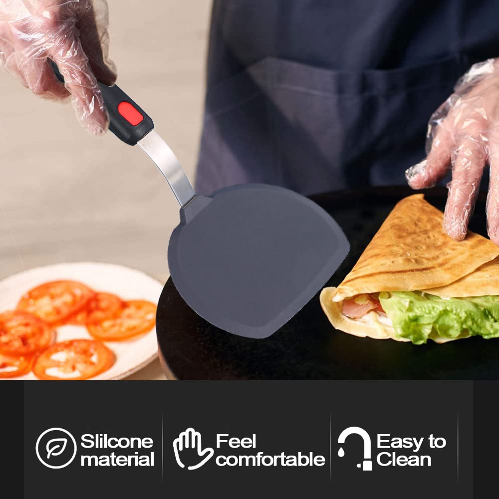 Tenta Tenta Kitchen Silicone Turner Wide Pancake Spatula Pizza Peel Kitchen Utensil Nonstick Cookware Safe Kitchen Flipper For G
