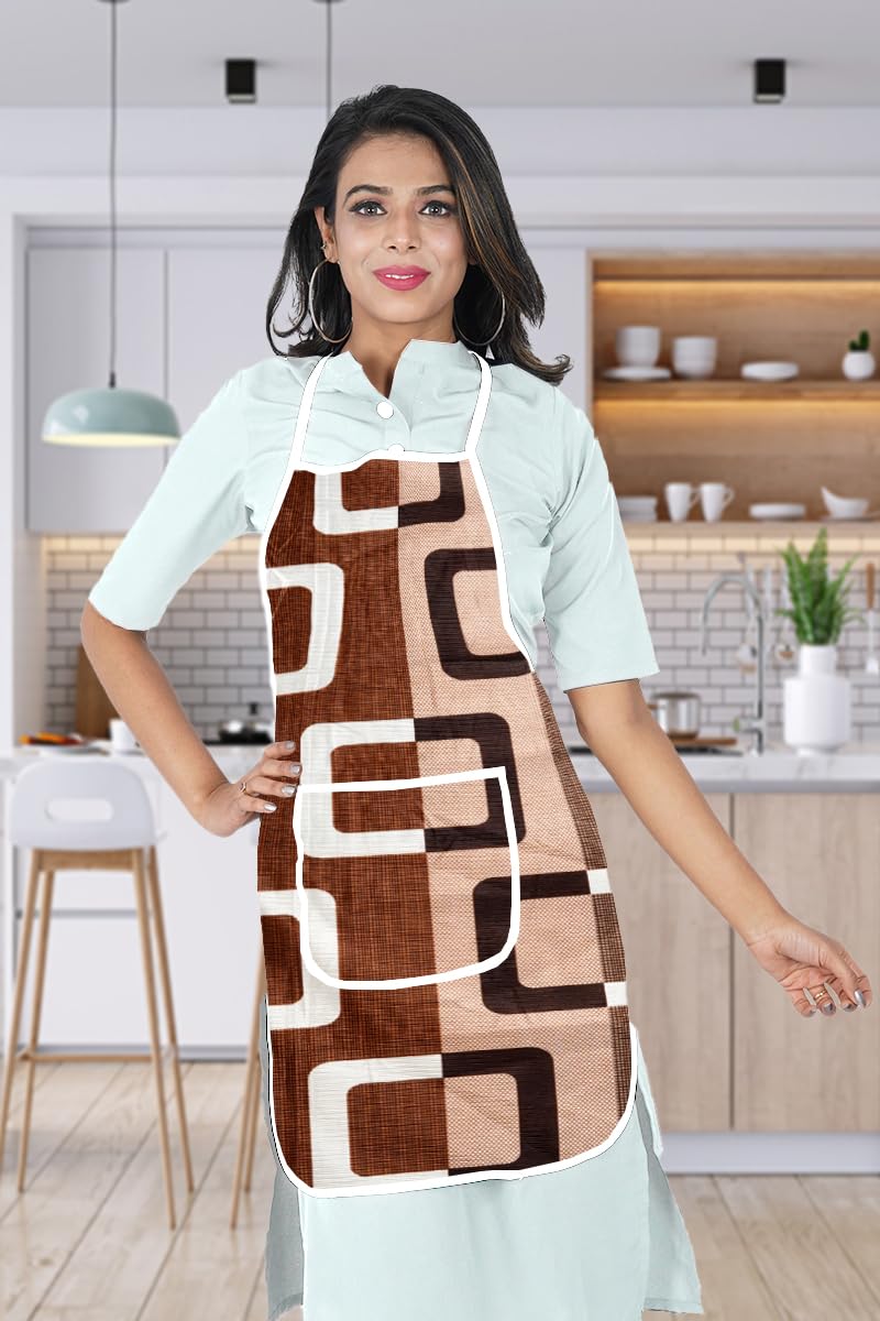 Kanushi Industries Apron For Kitchen Waterproof With Front Pocket(Brown)(Apron1Pcbrownbox)