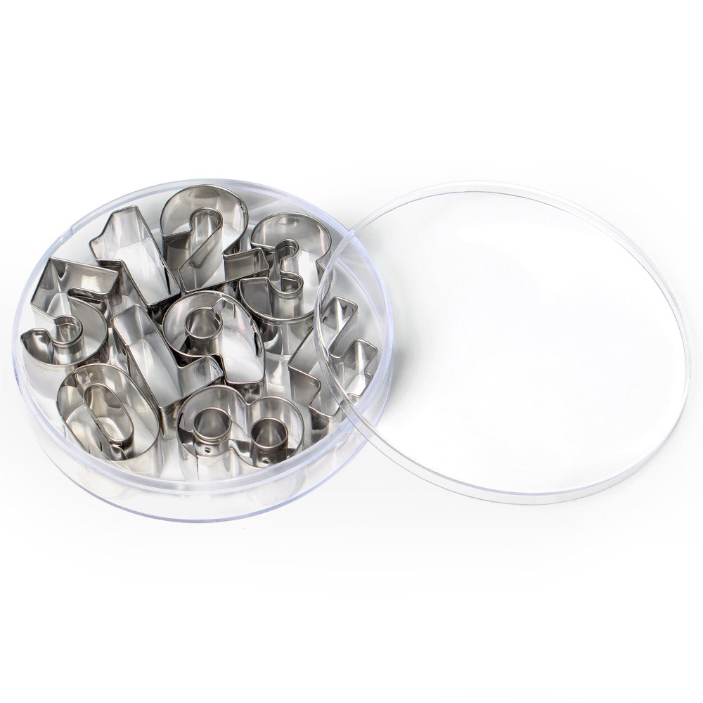 Surgehai Mini Number Cookie Cutters -1.7'' Stainless Steel Cake Decorating Small Number Cutters With Cut-Outs, 9-Piece Set