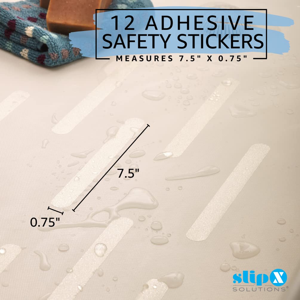 Slipx Solutions Microban-Infused Non-Slip Adhesive Safety Treads | Anti-Slip Bathroom Accessories - Bathtub, Shower, Pool, Boat,
