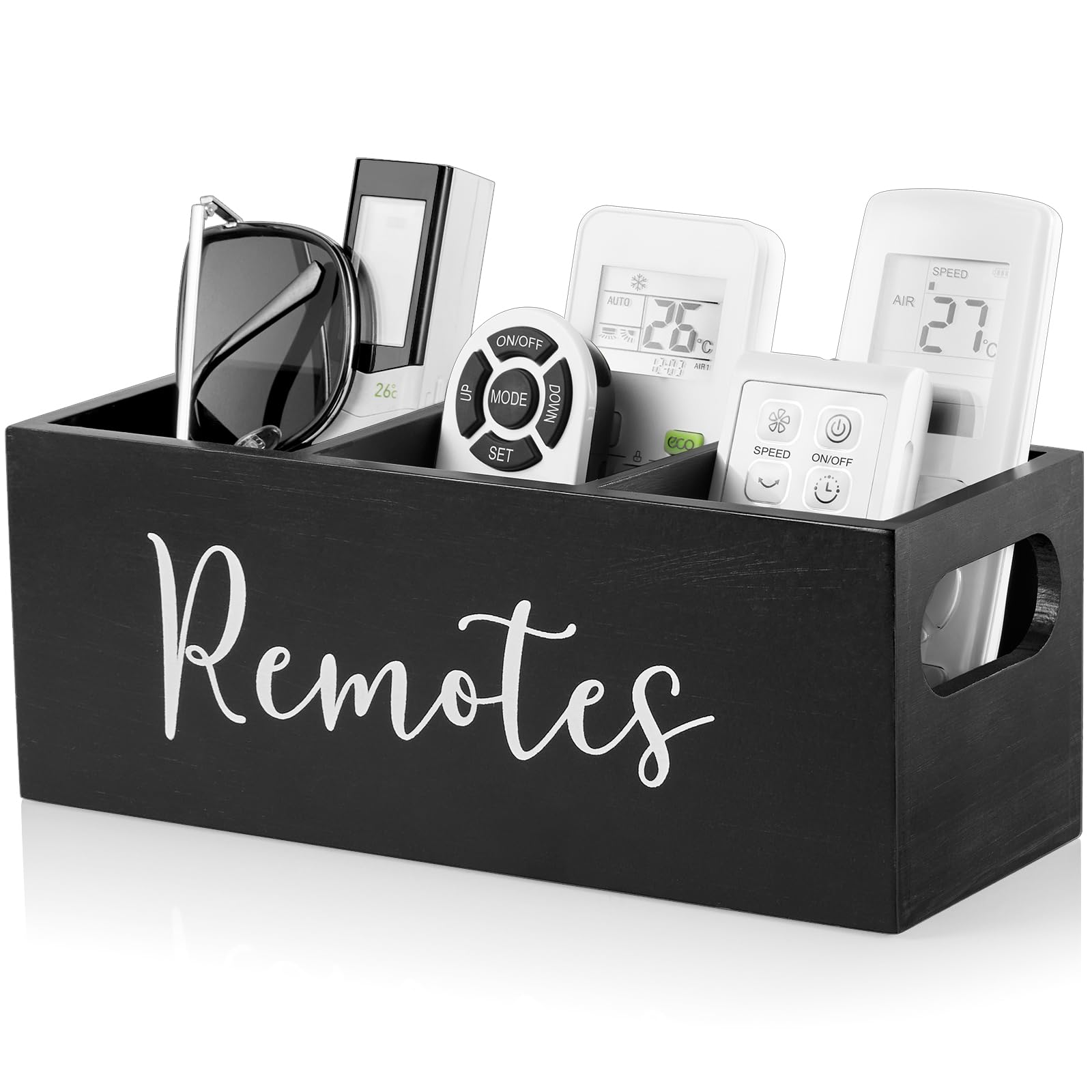 Drastar Remote Control Holder, Tv Remote Holder, Remote Organizer Caddy For Table, Wooden Remote Box For Nightstand, Bedside Cad