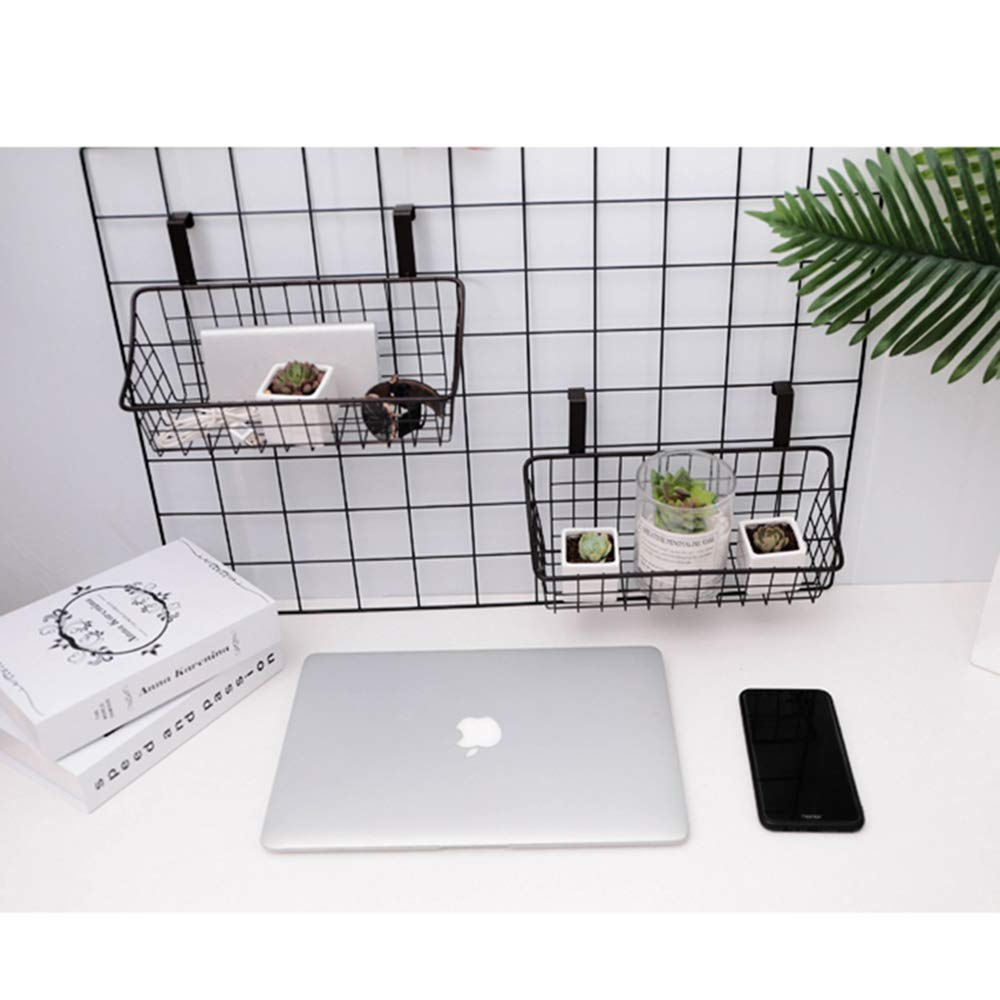 LeleCAT Grid Storage Basket, Iron Hanging Organizer, 2 Pack, Black, Model 2510X2H, Over the Cabinet Door, Versatile Storage Solution