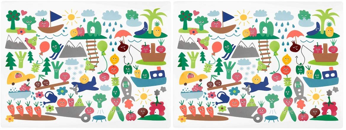 Ikea TSSP Place mat, fruit/vegetables pattern/multicolour40x30 cm(Pack of 2)