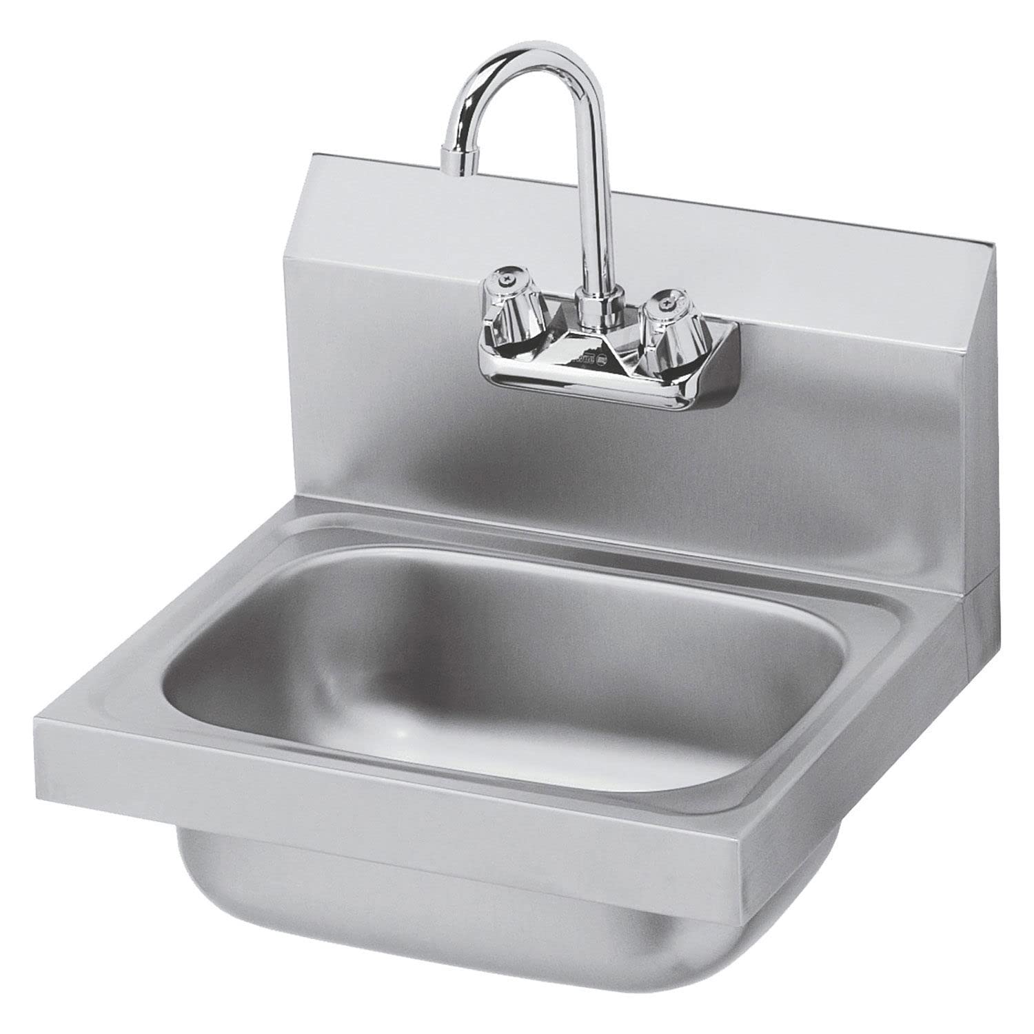Krowne HS-2L Hand Sink, Wall Mount, 15-3/4W x 15-1/4D x 13-3/8H OA, 7-3/4H backsplash, 12-1/2 Wide x 9-3/4 Front-to-Back x 5-5/8