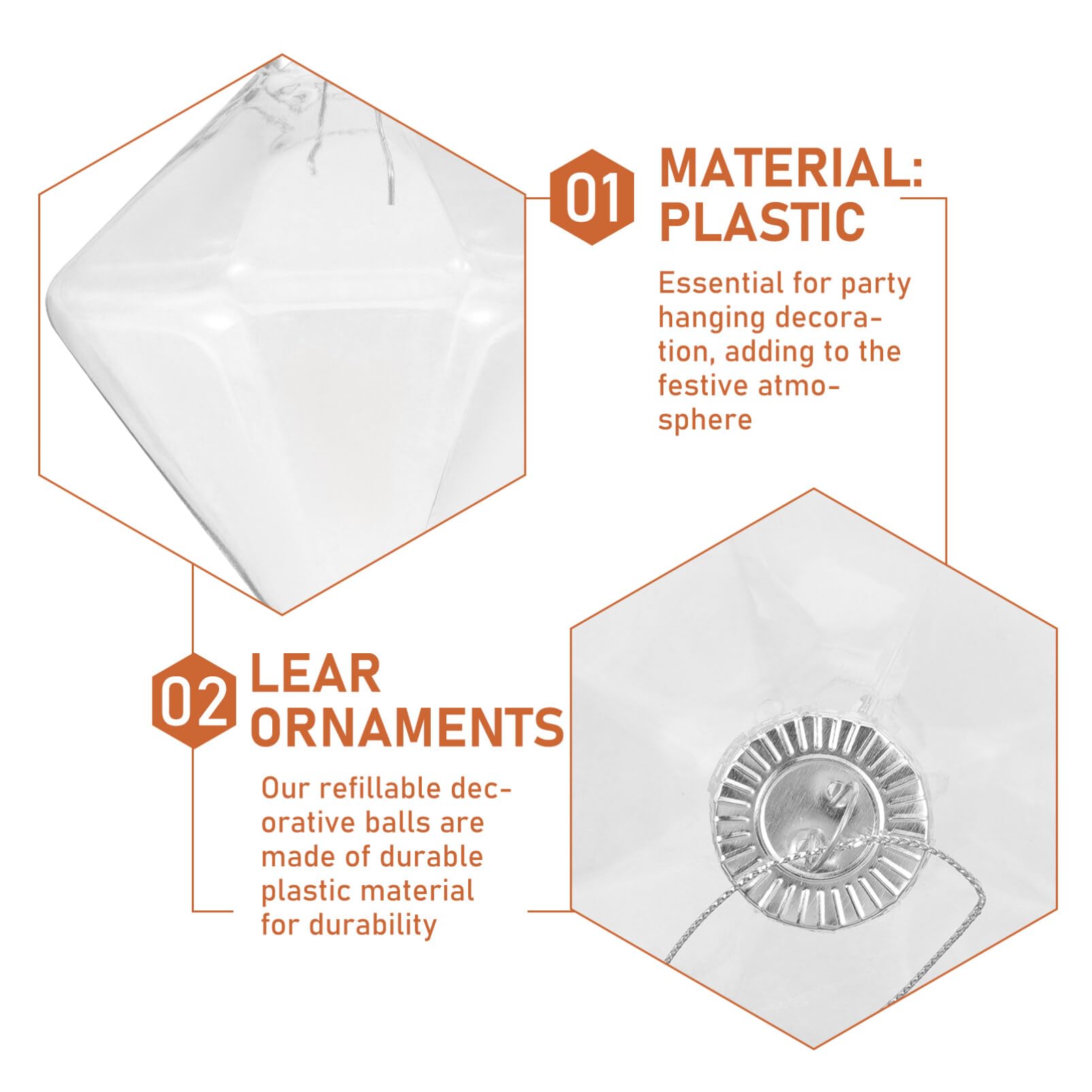 Kichvoe 12pcs Clear Plastic Fillable Christmas Ornaments Transparent for Festive Decorations Weddings and Parties Shatterproof D