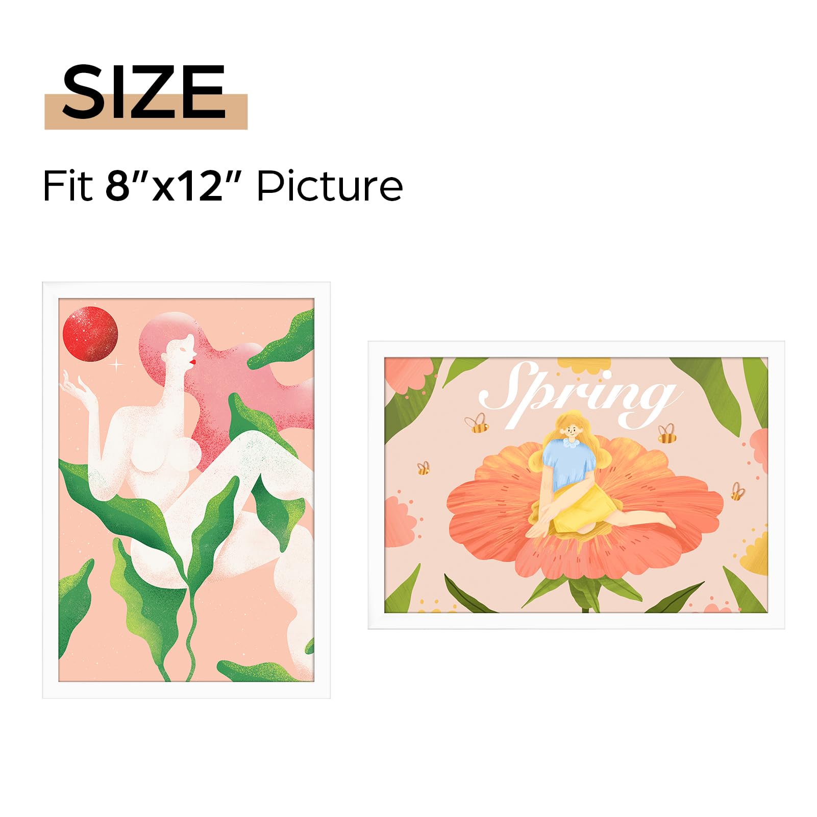 Giftgarden 8x12 Picture Frame White, 8 by 12 Thin Photo Frame for Wall Tabletop Display, Single