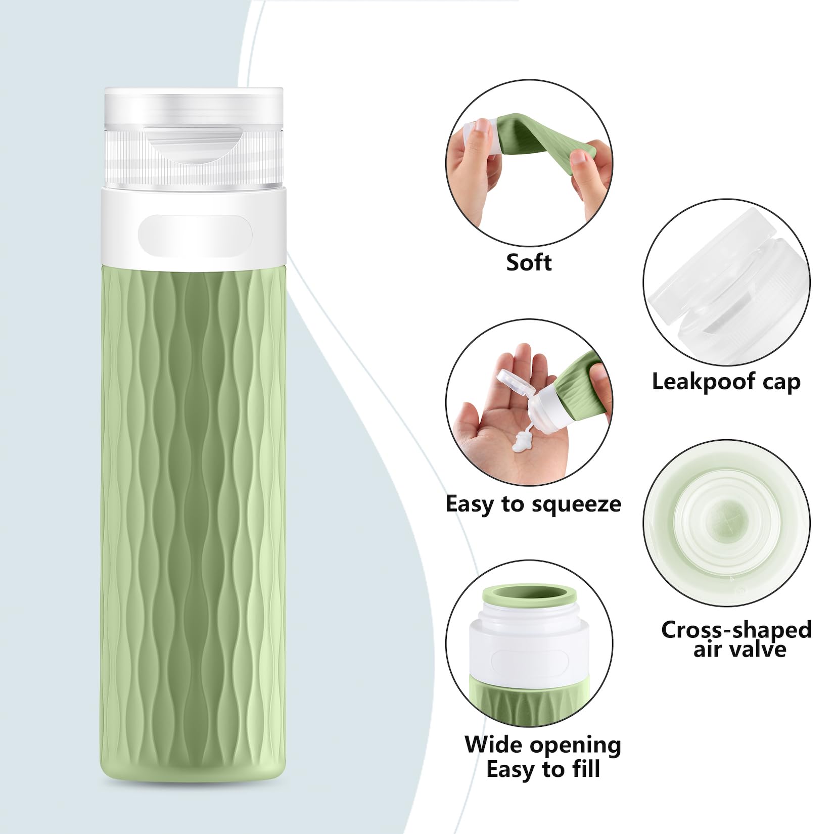 Yealife Travel Bottles For Toiletries, Tsa Approved 3.4Oz Travel Size Containers, Bpa Free Leak Proof Silicone Traveling Bottles