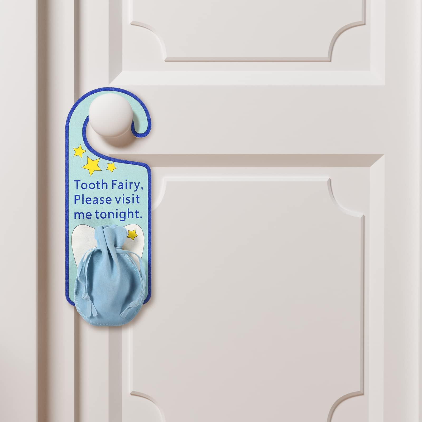 Qunclay Tooth Fairy Door Hanger Bag Fairy Holder Baby Keepsake Container for Lost Teeth Kids Boys Girl Encourage Gift
