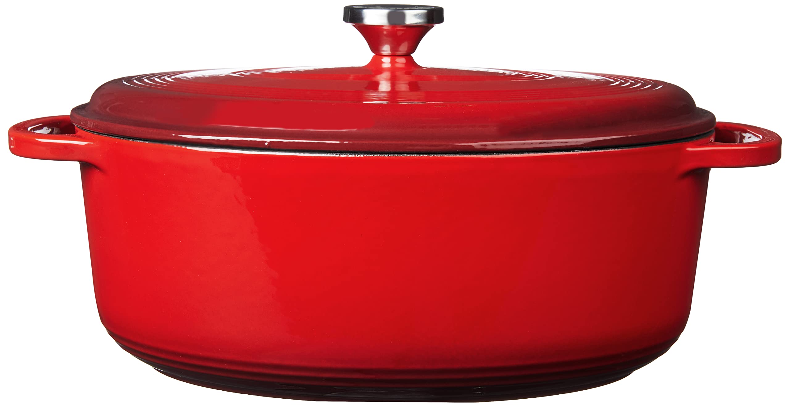 Lodge 7 Quart Enameled Cast Iron Dutch Oven with Lid - Dual Handles - Oven Safe up to 500 F or on Stovetop - Use to Marinate  Cook  Bake  Refrigerate and Serve - Red