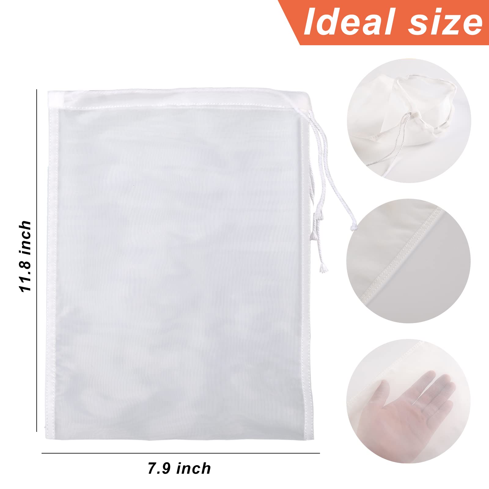 Kimmama 4 Pack Nut Milk Bag,Food Grade Nylon Nut Bag Strainer,7.9 X 11.8 Inch Cheese Cloth Bag For Straining Fruit Juice,Nut Mil