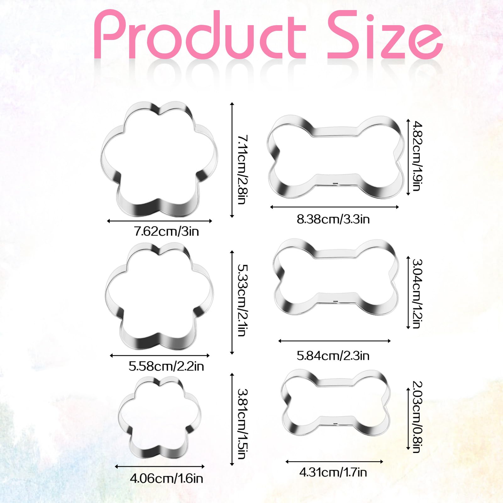 Dog Cookie Cutter,6 Pcs Stainless Steel Biscuit Cutters Bone And Dog Footprints Cookie Cutters Set Dog Theme Party Cookie Cutter