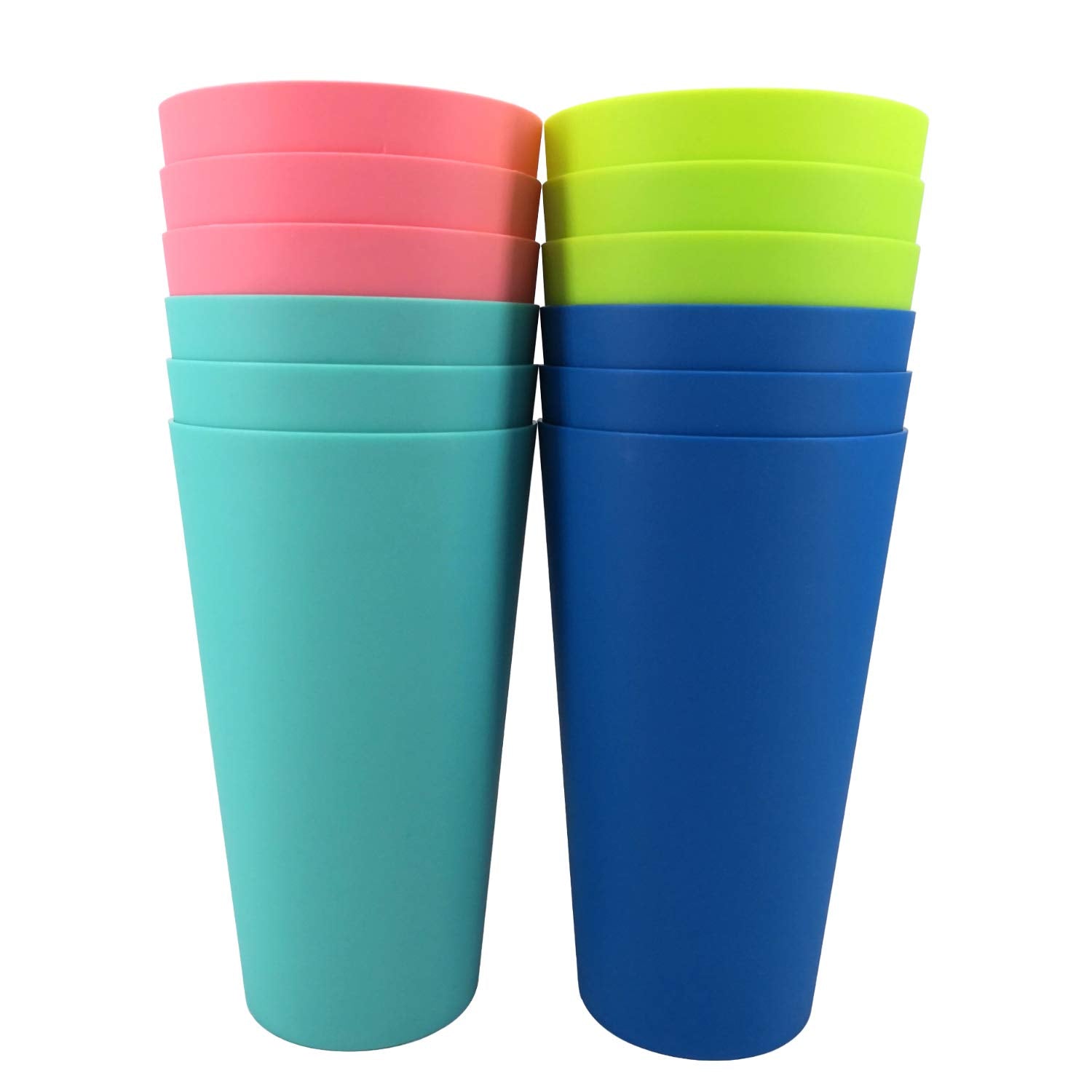 Yuyuhua 32-Ounce Plastic Tumblers Reusable Dishwasher Safe Bpa Free Set Of 12 Multicolor Large Drinking Cups