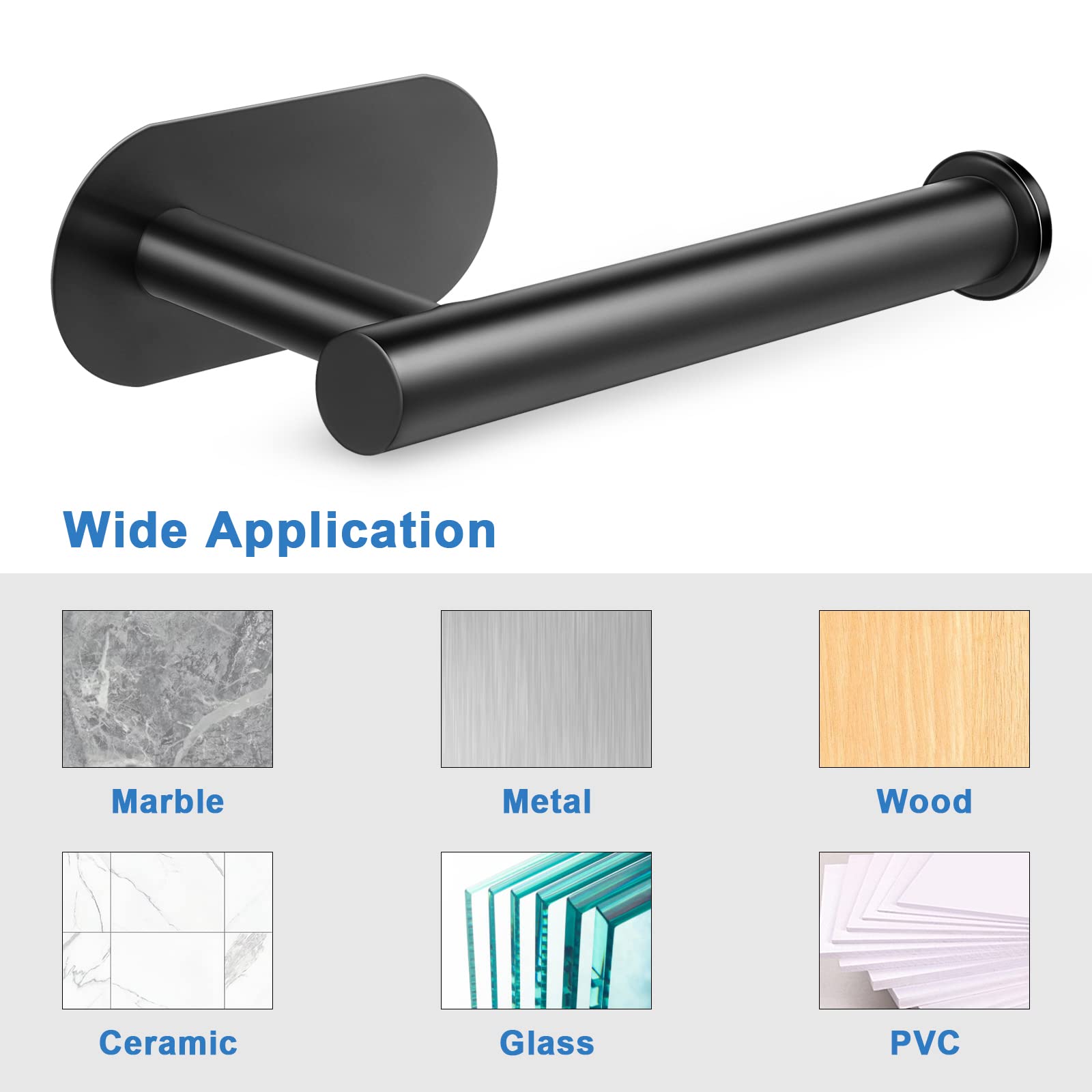 Self Adhesive Toilet Paper Holder And 2 Pack Towel Robe Hooks,Doweiss Bathroom Toilet Paper Roll No Drilling Matte 304 Stainless