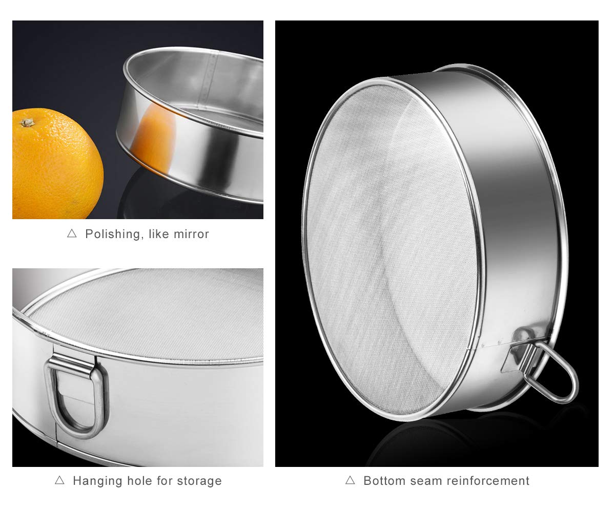 Webake Sieve 6-Inch, 8-Inch Sieves Fine Mesh Strainer Set Of 2 Stainless Steel Sifter Round Flour Sieve For Baking Straining Pow
