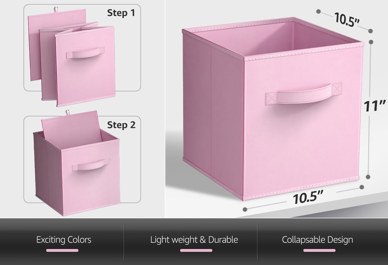 Sorbus Storage Cubes - 11'' Foldable Storage Bins With Handle For Nursery, Playroom, Closet Organizers And Storage - 6 Fabric Sh