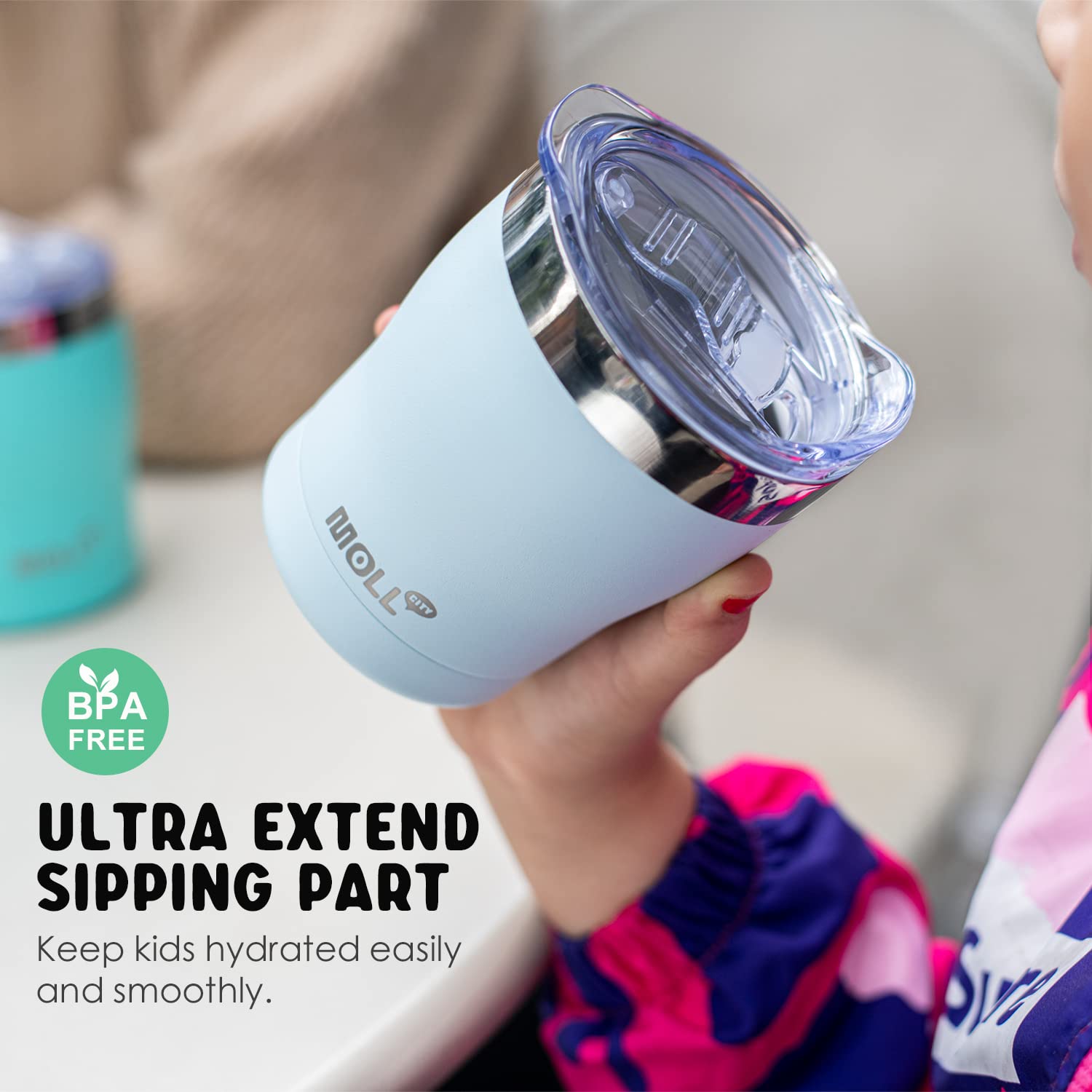 Mollcity Kids Tumbler With Straw-9 Oz Stainless Steel Double Wall Vacuum Insulated Tumbler Cup With Leak-Proof Lid, Sweat-Free (