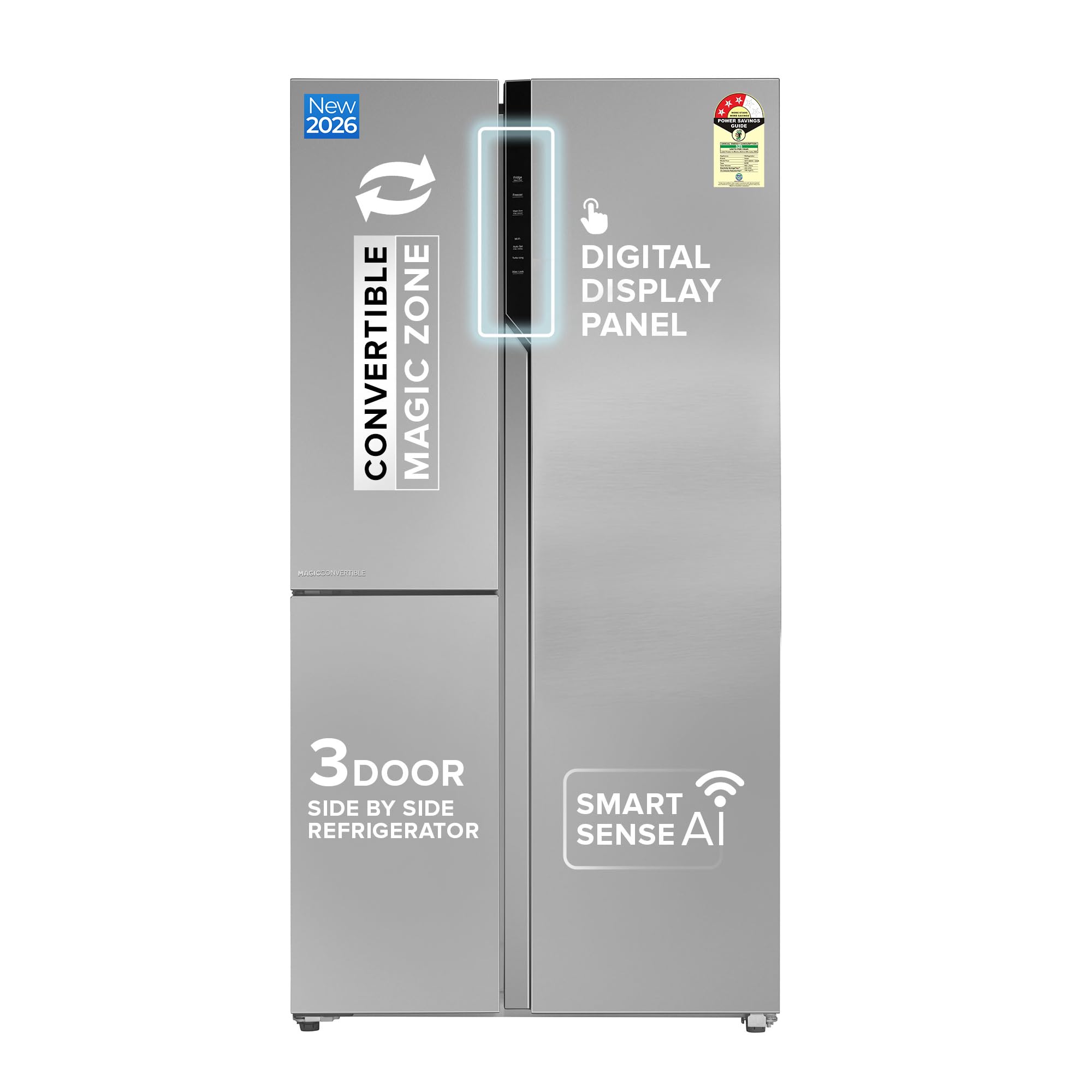 Haier Smartchoice 598L 3 Star 3Door Side By Side Frost Free Refrigerator|Convertible|Smart Sense Ai|Expert Inverter Compressor|