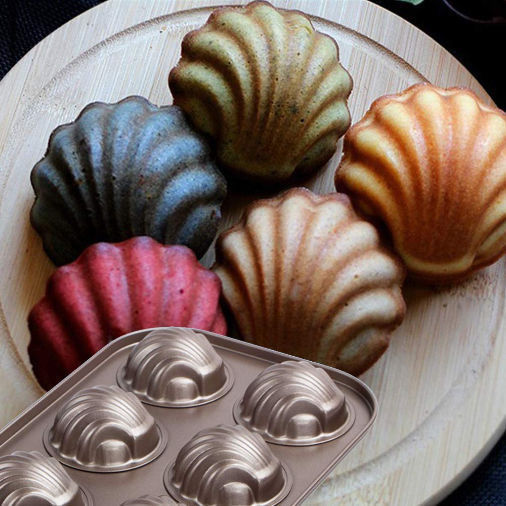 Webake Non-Stick Madeleine Pans Carbon Steel Cake Pan French Dessert Mold Spherical Scallop Madeline Bakeware 2 Pack Set