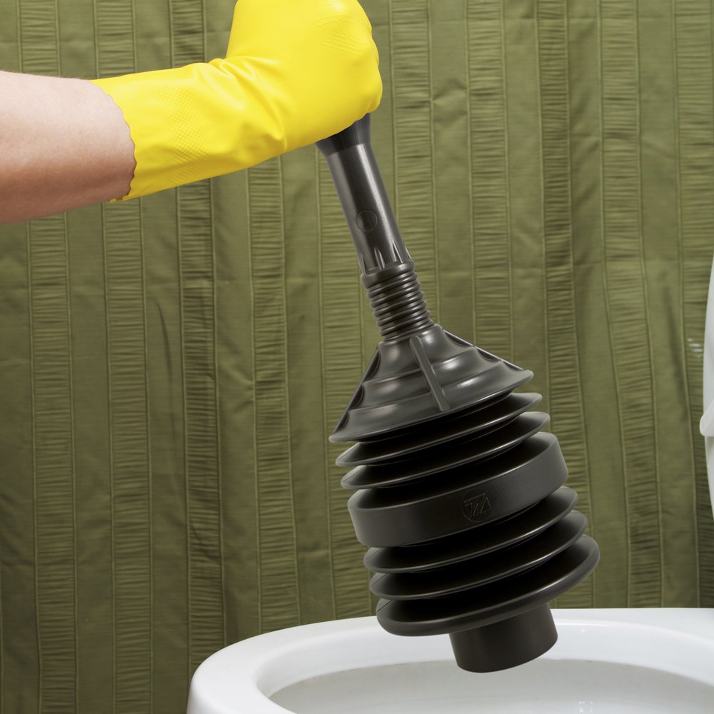 Plumbcraft 7505900 Heavy Duty Toilet Plunger - Bellows Style Can Clear Even Stubborn Blockage With Minimal Effort, Black