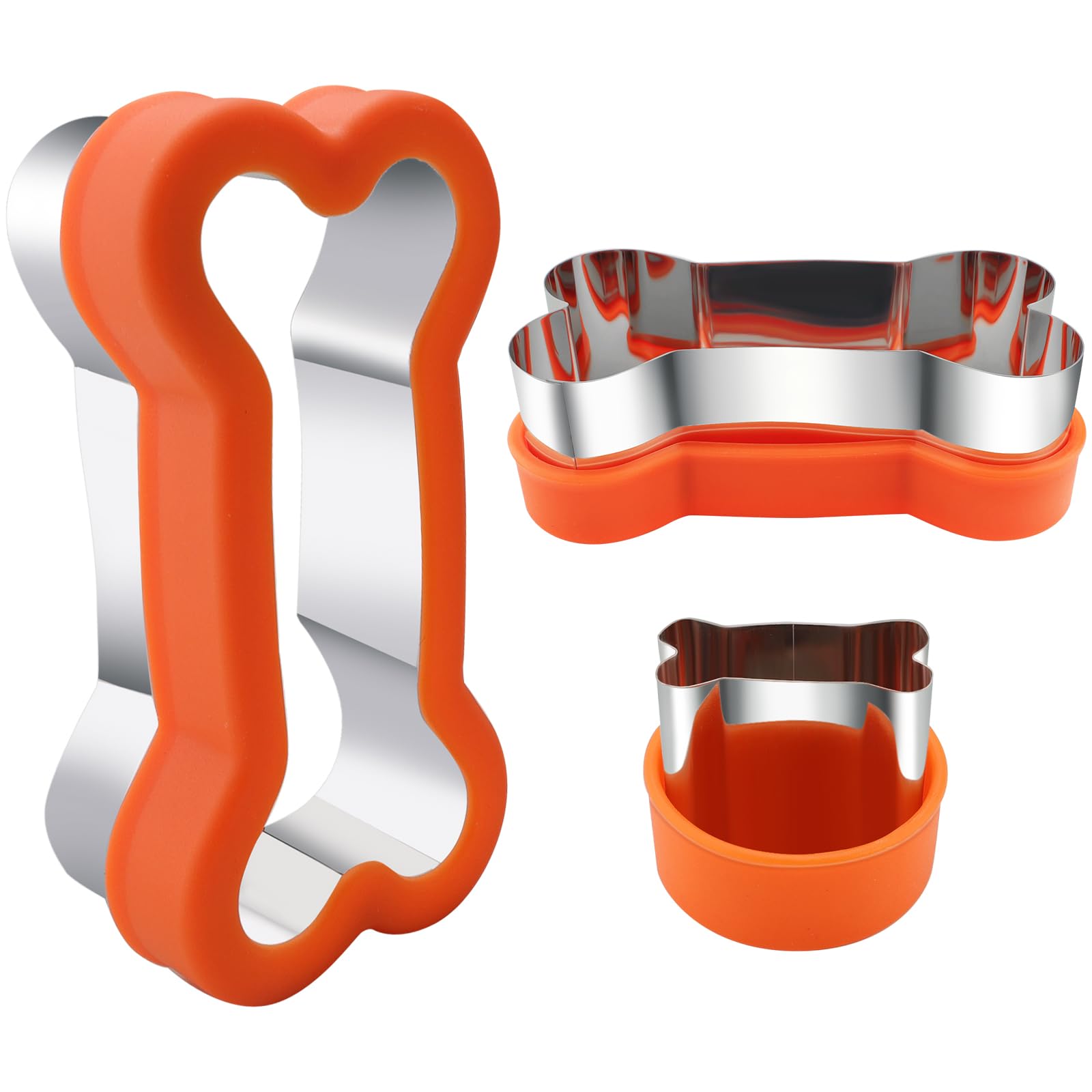 Dog Cookie Cutters Set 3 Piece -3 Different Sizes Of Dog, Bone, And Paw Print Cookie Mold Dog Bone Cutters Stainless Steel Shape